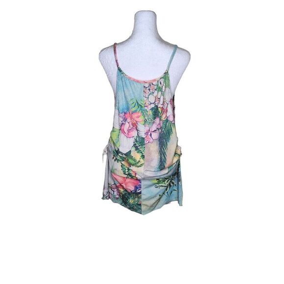 Vintage Y2K Lucky Bathing Swim Suit Cover Up Womens M Green Asian Floral Terry C - Picture 3 of 6